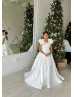 Ivory Satin Unique Flower Girl Dress Communion Dress
